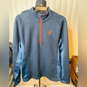 Spyder Gray Blue Men's Outbound 1/4 Zip Sweater Size Large